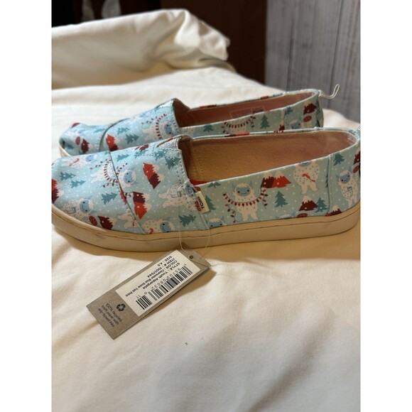 Toms Youth Alpargata Size 4.5 Clearwater Blue Snow Yeti New Winter - Picture 3 of 7